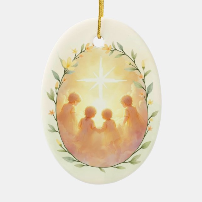 Holy Innocents God's Peace and Blessings with Scri Ceramic Tree Decoration (Front)