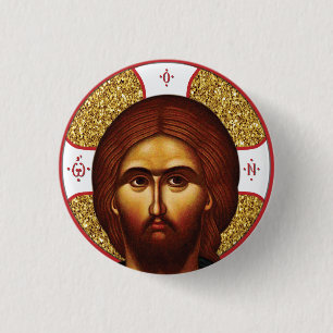 Holy  jesus Christ Orthodox Icon 3 Cm Round Badge