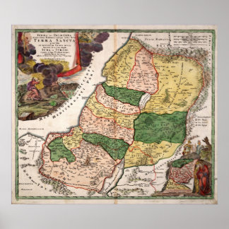 Holy Land and the Tribes of Israel. Map Poster