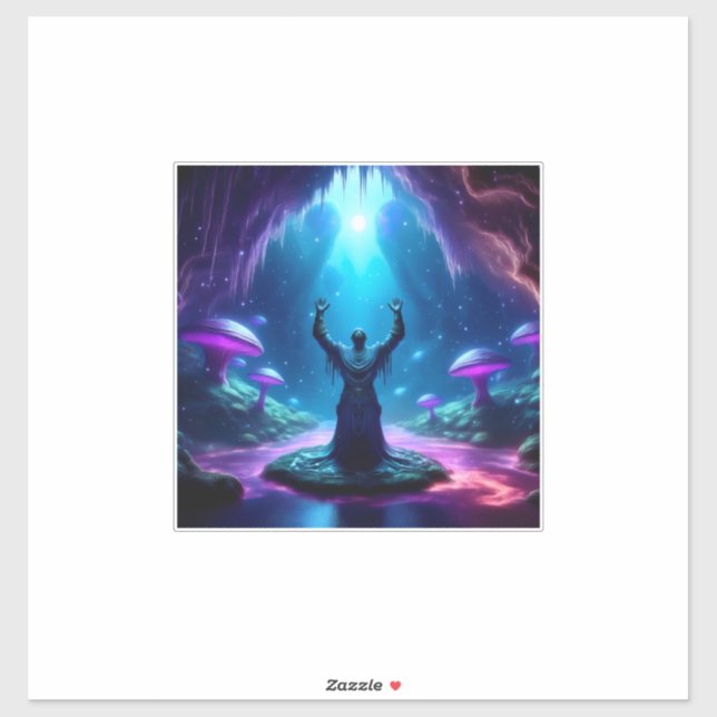 Holy Man In Cave Has Arms Raised Heavenward (Sheet)