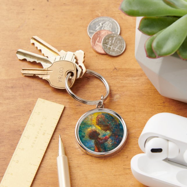 Holy Mary and Jesus Expressionism Key Ring (Desk)