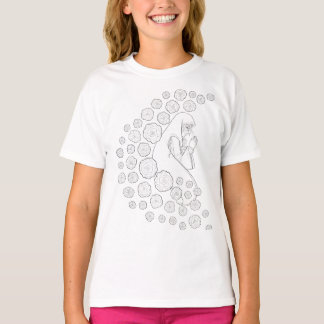 Holy Mary with roses - black and white - T-Shirt