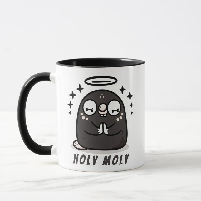 Holy Moly Cute Praying Mole Mug – Sparkly Animal  (Left)