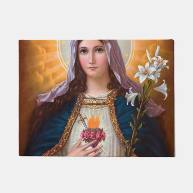 Holy Mother Mary Immaculate heart,St Mary,Catholic Doormat (Front)