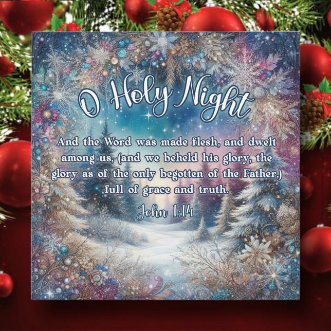 Holy Night John 1:14 Woodland Christmas Christian Holiday Card (Creator Uploaded)