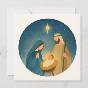 Holy Night: Nativity Christmas Blessing Holiday Card