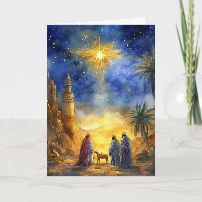 Holy Night Nativity Watercolor Card (Front)