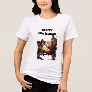 Holy Night of Peace The Nativity Glow Silent Night Tri-Blend Shirt