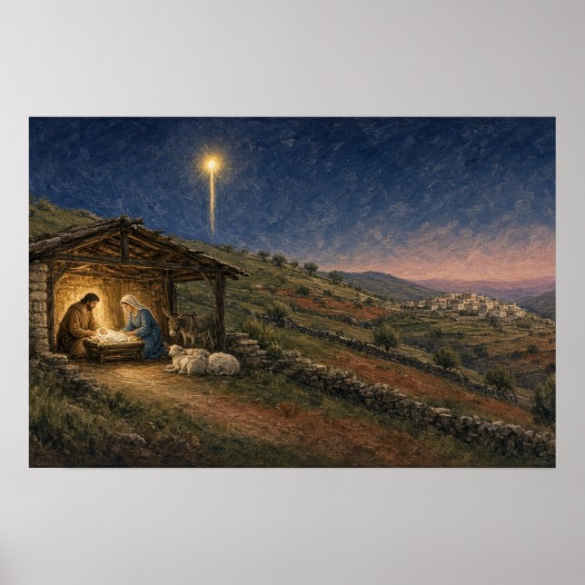 Holy Night Stable Nativity Poster (Front)