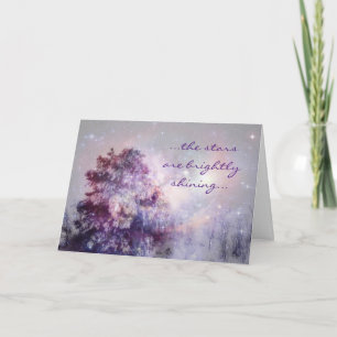 Holy Night Stars Snowy Tree Christmas Card