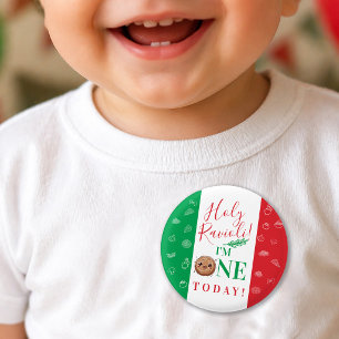 Holy Ravioli I'm 1 Today Meatball Birthday Party 3 Cm Round Badge