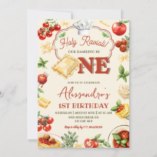 Holy Ravioli Italian Pasta Theme Boy 1st Birthday Invitation