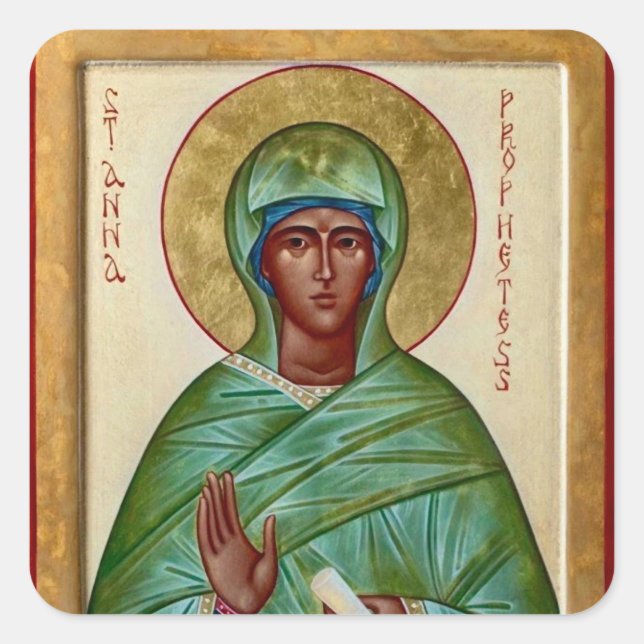 Holy Righteous Anna the Prophetess Orthodox Icon   Square Sticker (Front)
