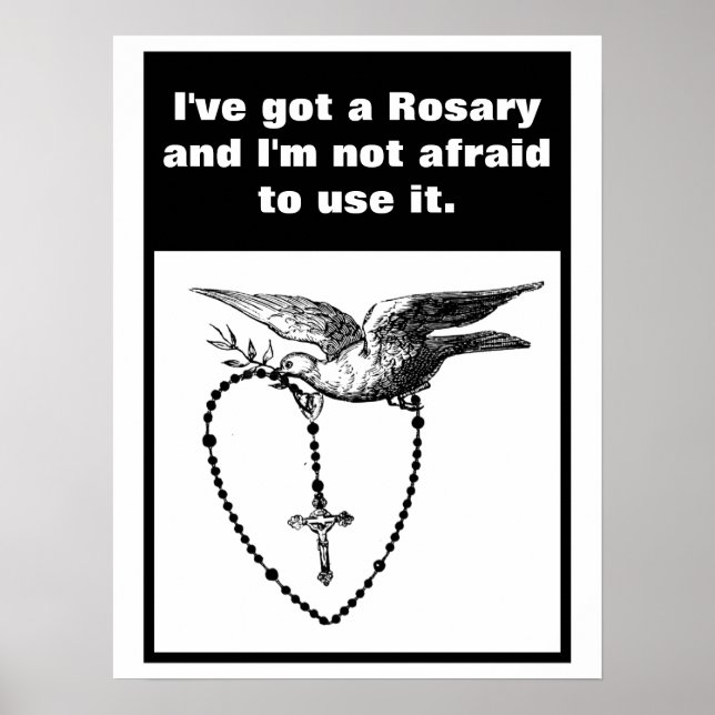 Holy Rosary Dove Holy Spirt Olive Branch Quote Poster (Front)