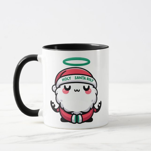 Holy Santa Roly Mug – Cute Meditating Santa Claus  (Left)