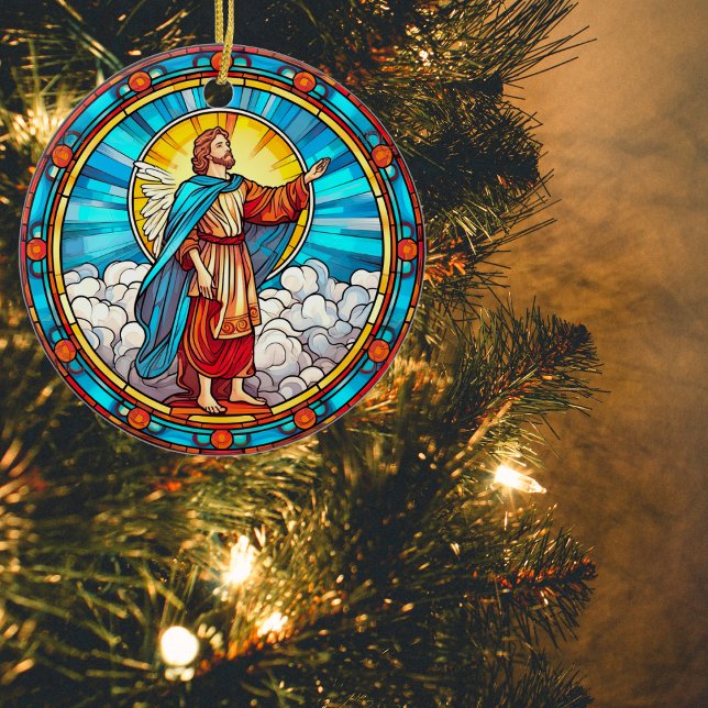 Holy Saviour Stained Glass Christmas Ceramic Tree Decoration (Creator Uploaded)