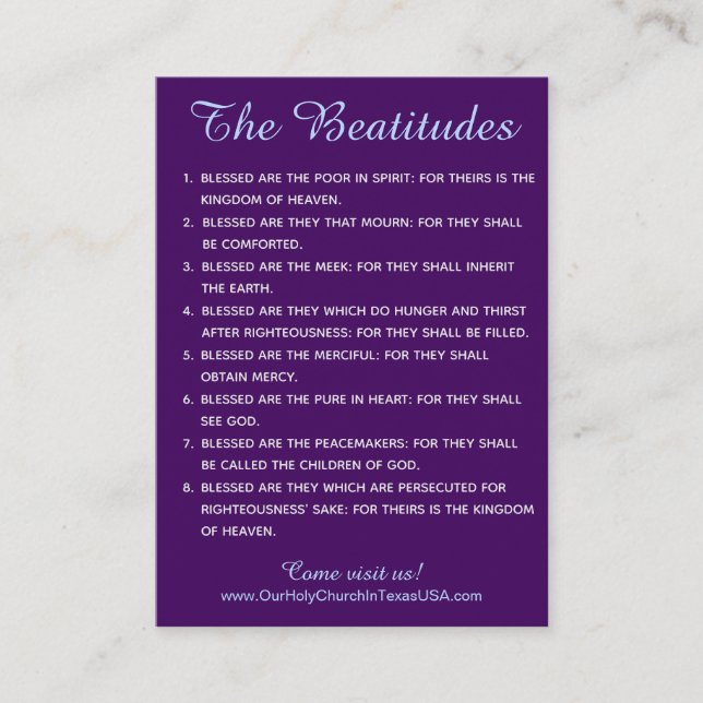 Holy Scripture Matthew 5 Beatitudes Hand Out Business Card (Front)