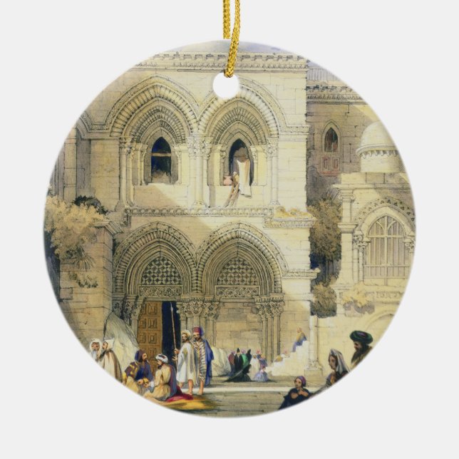 Holy Sepulchre, in Jerusalem (colour litho) Ceramic Tree Decoration (Front)