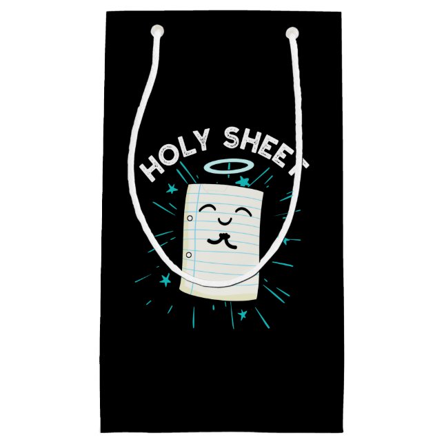Holy Sheet Funny Halo Paper Pun Dark BG Small Gift Bag (Front)