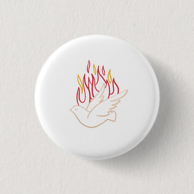 Holy Spirit -  Dove and Flames Illustration  3 Cm Round Badge (Front)