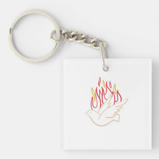 Holy Spirit - Dove and Flames Illustration Key Ring