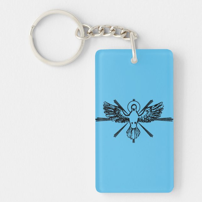 Holy Spirit Dove Religious Confirmation and Peace  Key Ring (Front)