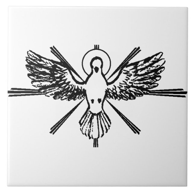 Holy Spirit Dove Religious Confirmation and Peace  Tile (Front)