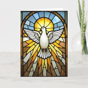 Holy Spirit Dove Stained Glass Card