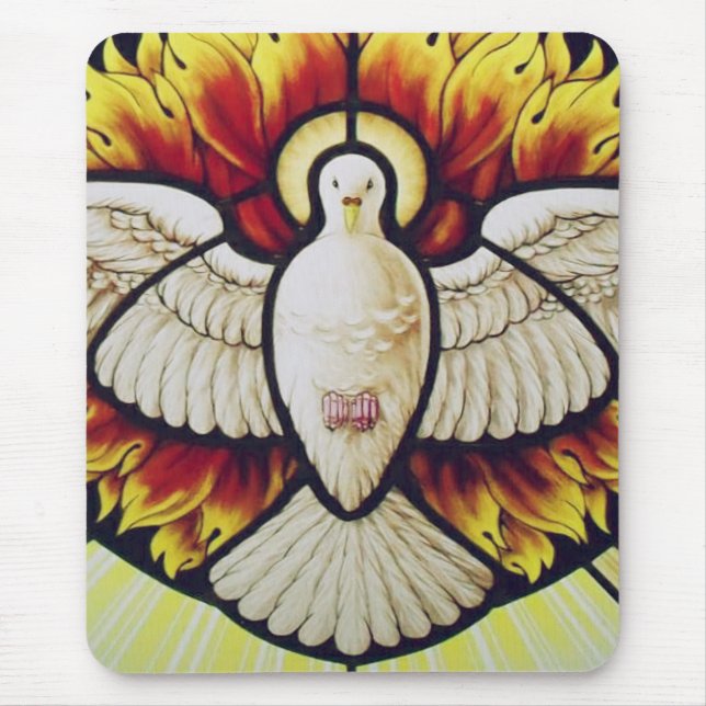 Holy Spirit dove stained glass Mouse Pad (Front)