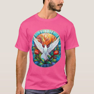 Holy Spirit Praise Jesus Holy Spirit Dove In Stain T-Shirt