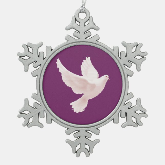 Holy Spirit Snowflake Pewter Christmas Ornament (Front)