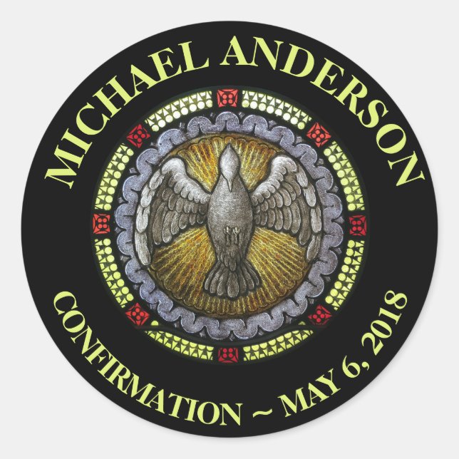 Holy Spirit Stained Glass Confirmation RCIA Classic Round Sticker (Front)