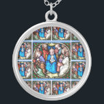 Holy Spirit Stained Glass Virgin Mary Confirmation Silver Plated Necklace<br><div class="desc">This is a beautiful stained glass image of the Holy Spirit / Holy Ghost as represented by a dove descending upon Mary and the Apostles on Pentecost. .</div>