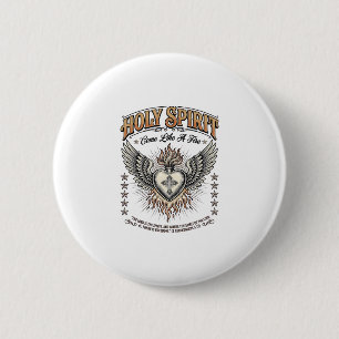 Holy Spirit Vintage Engraving Winged Heart Shirt_1 6 Cm Round Badge