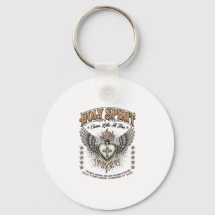 Holy Spirit Vintage Engraving Winged Heart Shirt_1 Key Ring
