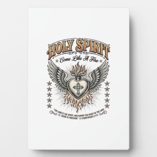 Holy Spirit Vintage Engraving Winged Heart Shirt_1 Plaque
