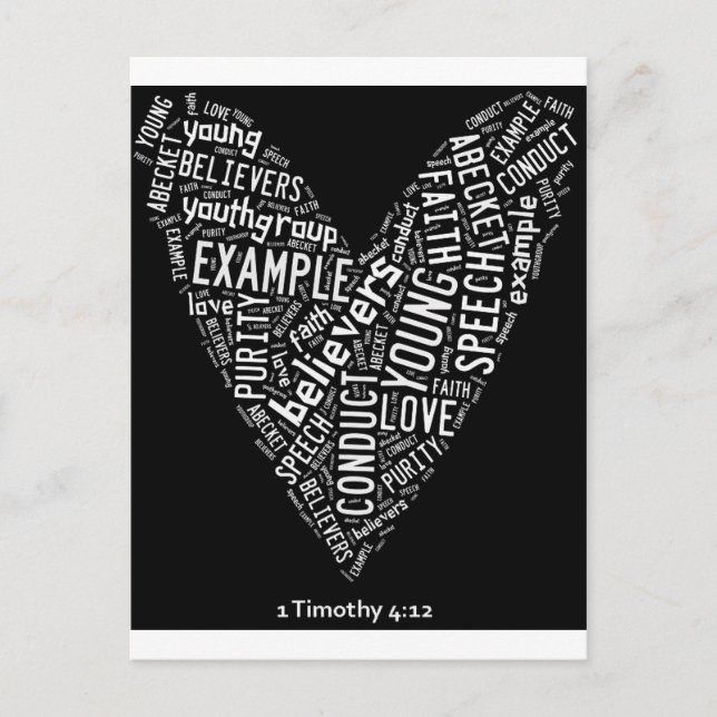 Holy Spirit Wear (Youth Gp) Black heart/white text Postcard (Front)