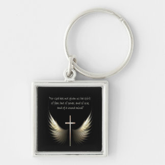 Holy Spirit Wings with Cross and Scripture Key Ring