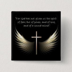 Holy Spirit Wings with Cross and Scripture Verse 15 Cm Square Badge