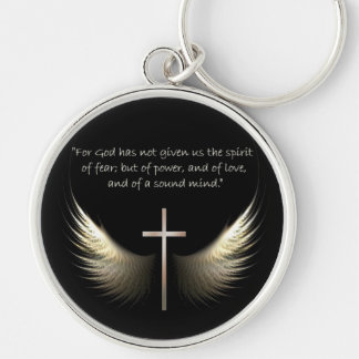 Holy Spirit Wings with Cross and Scripture Verse Key Ring