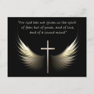 Holy Spirit Wings with Cross and Scripture Verse Postcard