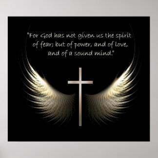 Holy Spirit Wings with Cross and Scripture Verse Poster