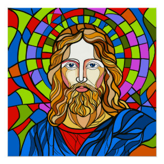 holy stained glass design procreate hand drawing  poster