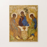 Holy Trinity by Andrey Rublev Jigsaw Puzzle<br><div class="desc">Andrey Rublev - Holy Trinity. Andrei Rublev was a Russian icon painter born in the 1360s,  and died between 1427 and 1430 in Moscow. He is considered to be one of the greatest mediaeval Russian painters of Orthodox Christian icons and frescos.</div>