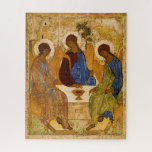 Holy Trinity by Andrey Rublev Jigsaw Puzzle<br><div class="desc">Andrey Rublev - Holy Trinity. Andrei Rublev was a Russian icon painter born in the 1360s,  and died between 1427 and 1430 in Moscow. He is considered to be one of the greatest mediaeval Russian painters of Orthodox Christian icons and frescos.</div>