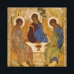 Holy Trinity by Andrey Rublev Magnet<br><div class="desc">Andrey Rublev - Holy Trinity. Andrei Rublev was a Russian icon painter born in the 1360s,  and died between 1427 and 1430 in Moscow. He is considered to be one of the greatest mediaeval Russian painters of Orthodox Christian icons and frescos.</div>