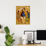 Holy Trinity by Andrey Rublev Poster<br><div class="desc">Andrey Rublev - Holy Trinity. Andrei Rublev was a Russian icon painter born in the 1360s,  and died between 1427 and 1430 in Moscow. He is considered to be one of the greatest mediaeval Russian painters of Orthodox Christian icons and frescos.</div>