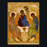 Holy Trinity by Andrey Rublev Poster<br><div class="desc">Andrey Rublev - Holy Trinity. Andrei Rublev was a Russian icon painter born in the 1360s,  and died between 1427 and 1430 in Moscow. He is considered to be one of the greatest mediaeval Russian painters of Orthodox Christian icons and frescos.</div>