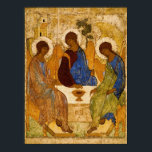 Holy Trinity by Andrey Rublev Poster<br><div class="desc">Andrey Rublev - Holy Trinity. Andrei Rublev was a Russian icon painter born in the 1360s,  and died between 1427 and 1430 in Moscow. He is considered to be one of the greatest mediaeval Russian painters of Orthodox Christian icons and frescos.</div>
