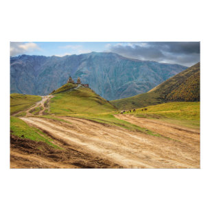 Holy Trinity church Stepantsminda Kazbegi Georgia Photo Print
